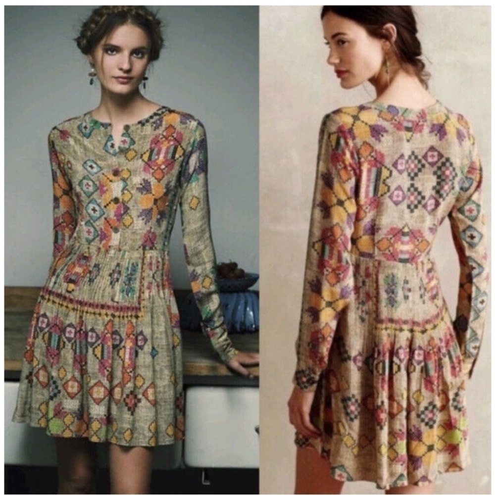Anthropologie Hemant Nandita Silk Dress